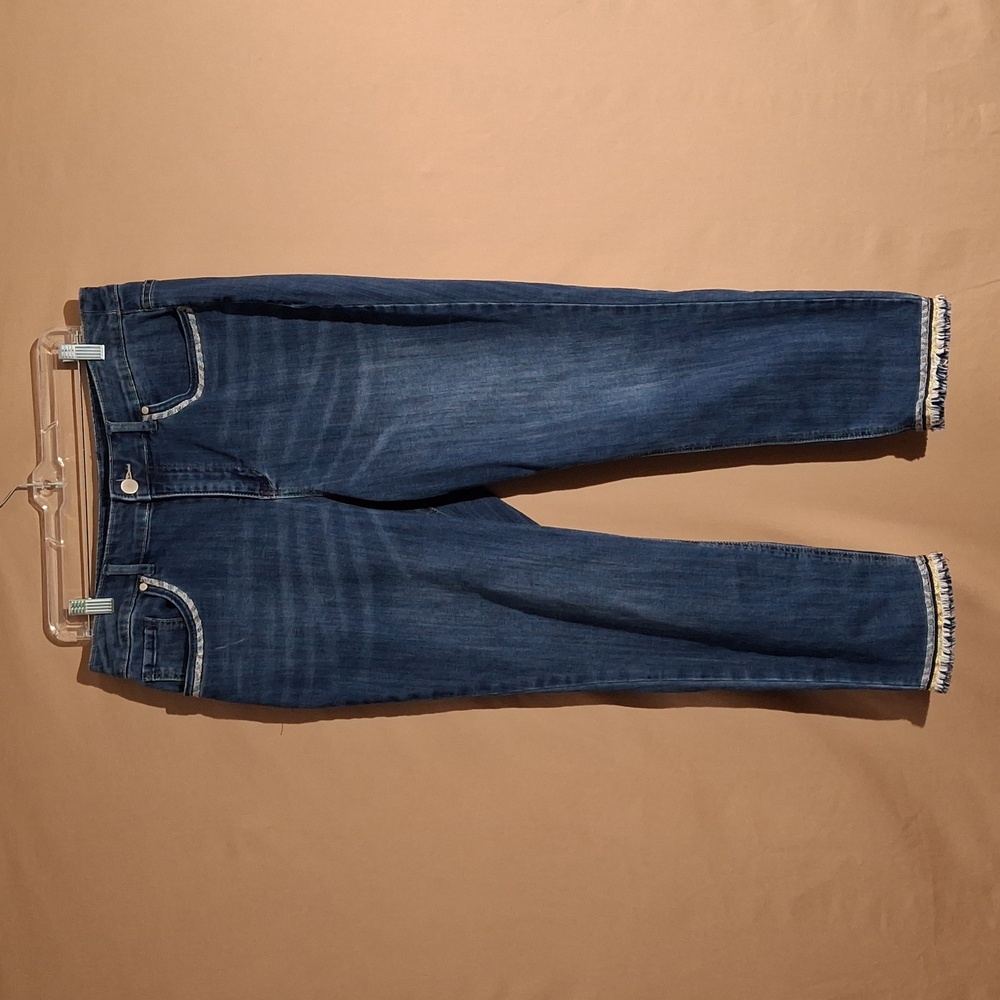 Womens Christopher & Banks Denim Ankle Jeans w/Metallic Accent Size 12